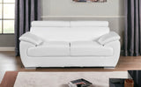 86" White And Silver Leather Sofa