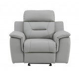 67" Gray And Brown Faux Leather Manual Reclining Love Seat