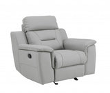 67" Gray And Brown Faux Leather Manual Reclining Love Seat