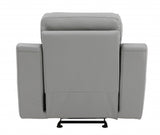 67" Gray And Brown Faux Leather Manual Reclining Love Seat