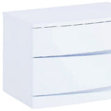 17" White Two Drawers Manufactured Wood Mirrored Nightstand