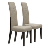 Set of Two Brown And Espresso Upholstered Microfiber Dining Side Chairs