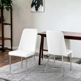 33" X 36" X 74" White Foam Metal Leather Look  Dining Chairs 2Pcs