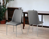 33" X 36" X 74" White Foam Metal Leather Look  Dining Chairs 2Pcs