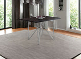 32" Dark Brown and Silver Metal Dining Table