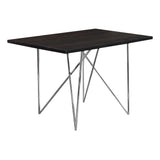 32" Dark Brown and Silver Metal Dining Table