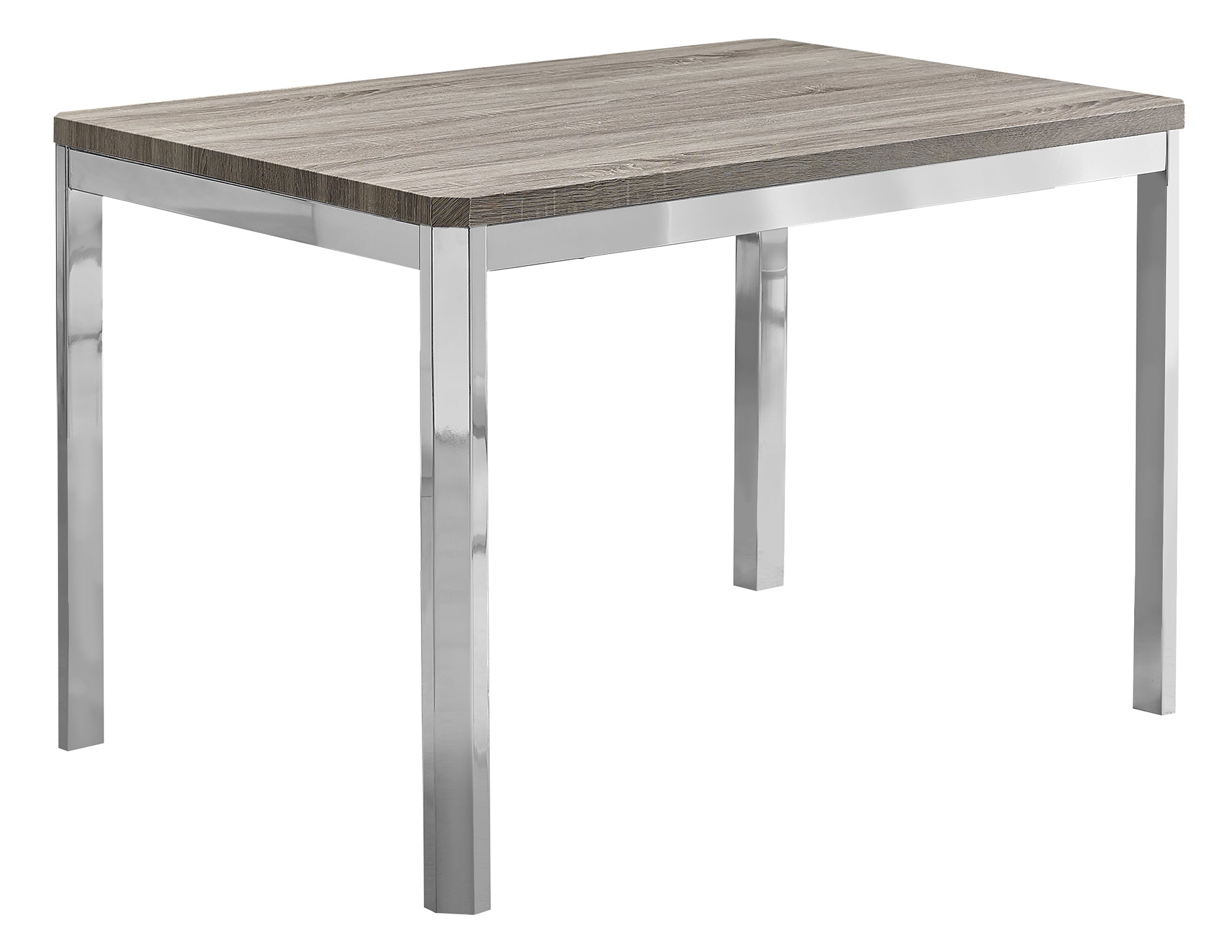 32" Taupe and Silver Metal Dining Table