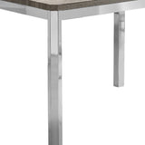 32" Taupe and Silver Metal Dining Table