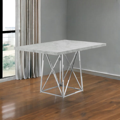 36" Gray and Silver Metal Dining Table