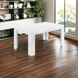 140" White Solid Wood And Metal Dining Table