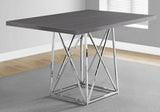 36" Grey And Silver Rectangular Manufactured Wood And Metal Dining Table