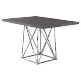 36" Grey And Silver Rectangular Manufactured Wood And Metal Dining Table