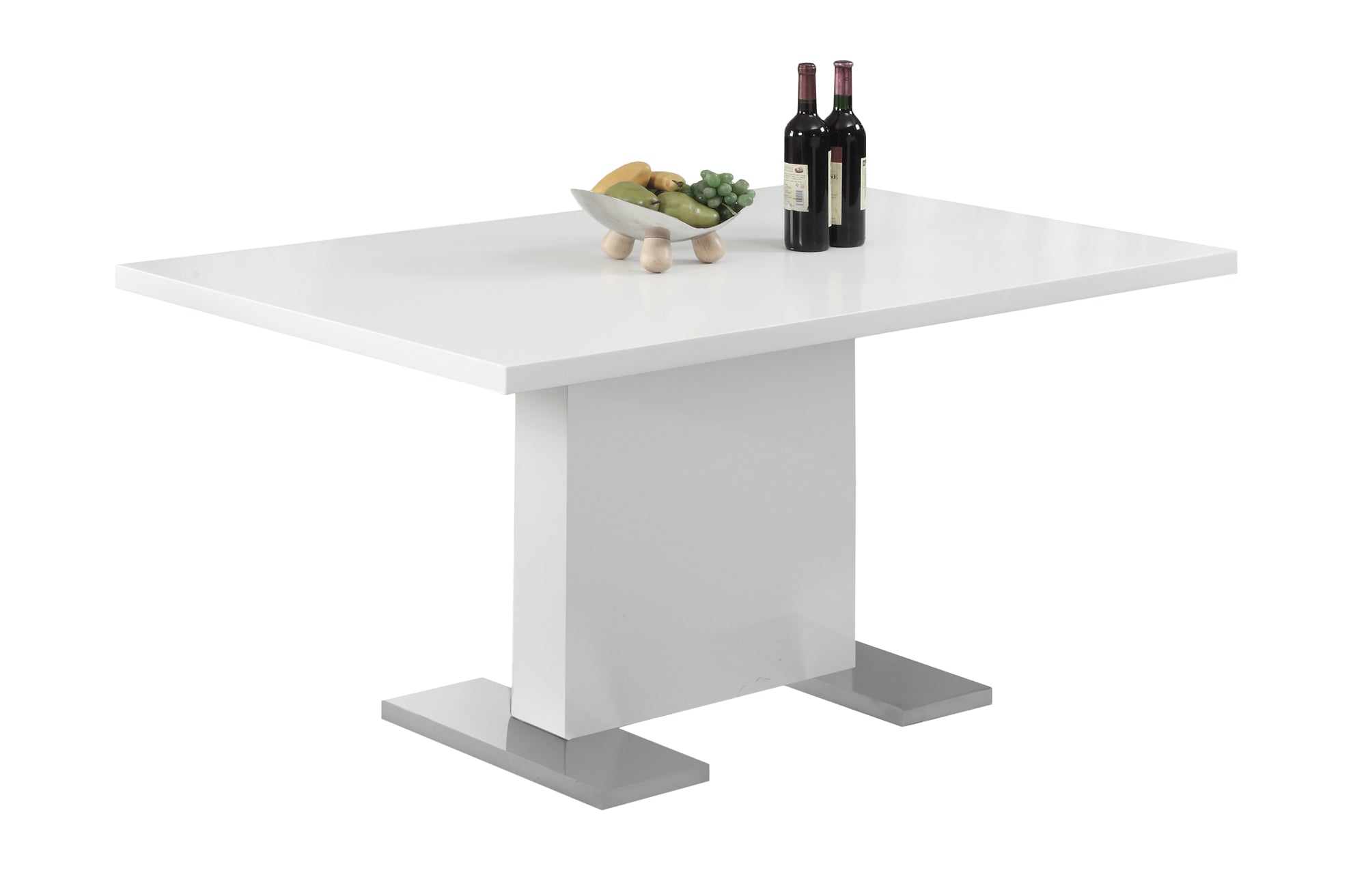 59" White And Gray Rectangular Solid Wood And Metal Dining Table