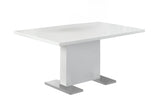 59" White And Gray Rectangular Solid Wood And Metal Dining Table