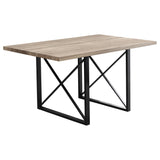 60" Dark Taupe And Black Rectangular Manufactured Wood And Metal Dining Table