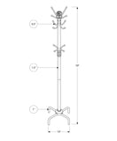 19" X 19" X 70" White  Metal  Coat Rack