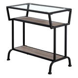 24" Clear And Black Glass Console Table With Storage