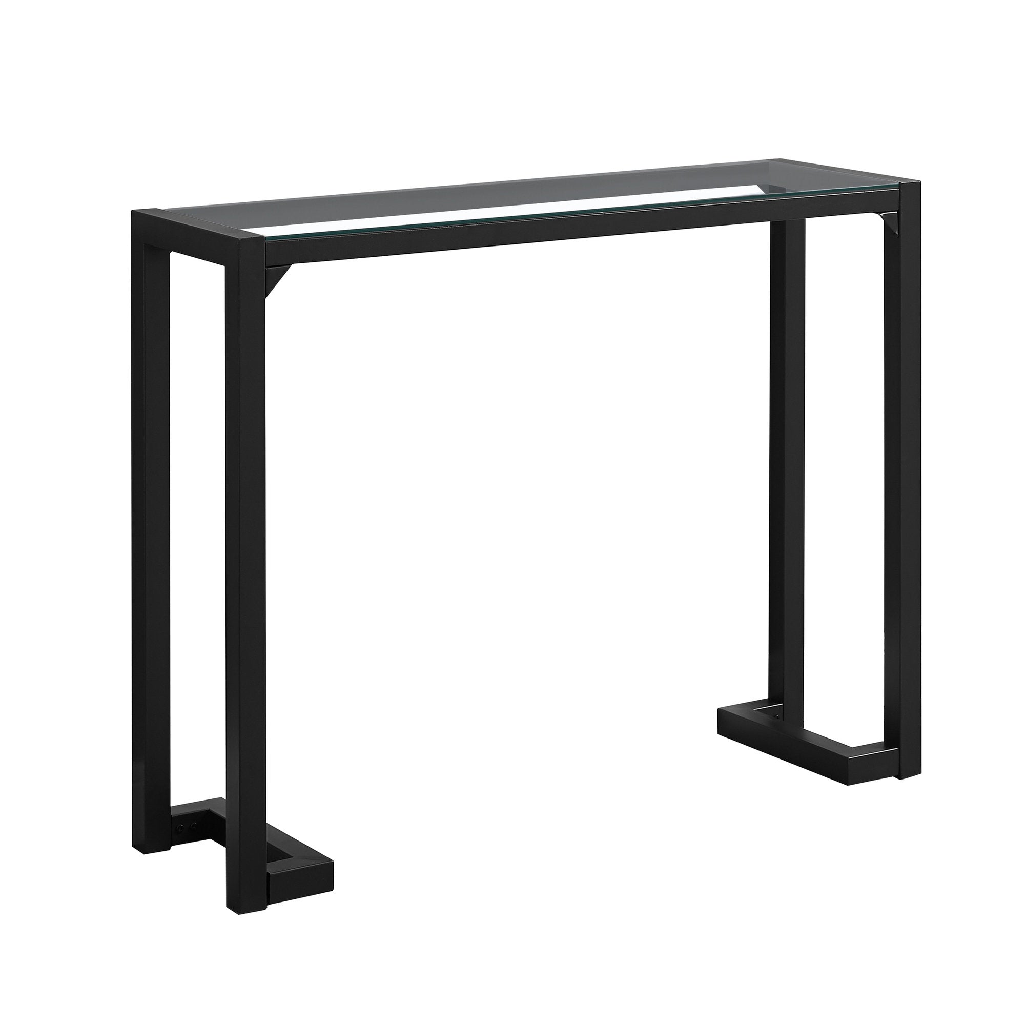 42" Clear And Black Glass Console Table