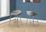 Set of Two " Gray And Silver Metal Low Back Bar Chairs