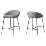 Set of Two " Gray And Silver Metal Low Back Bar Chairs