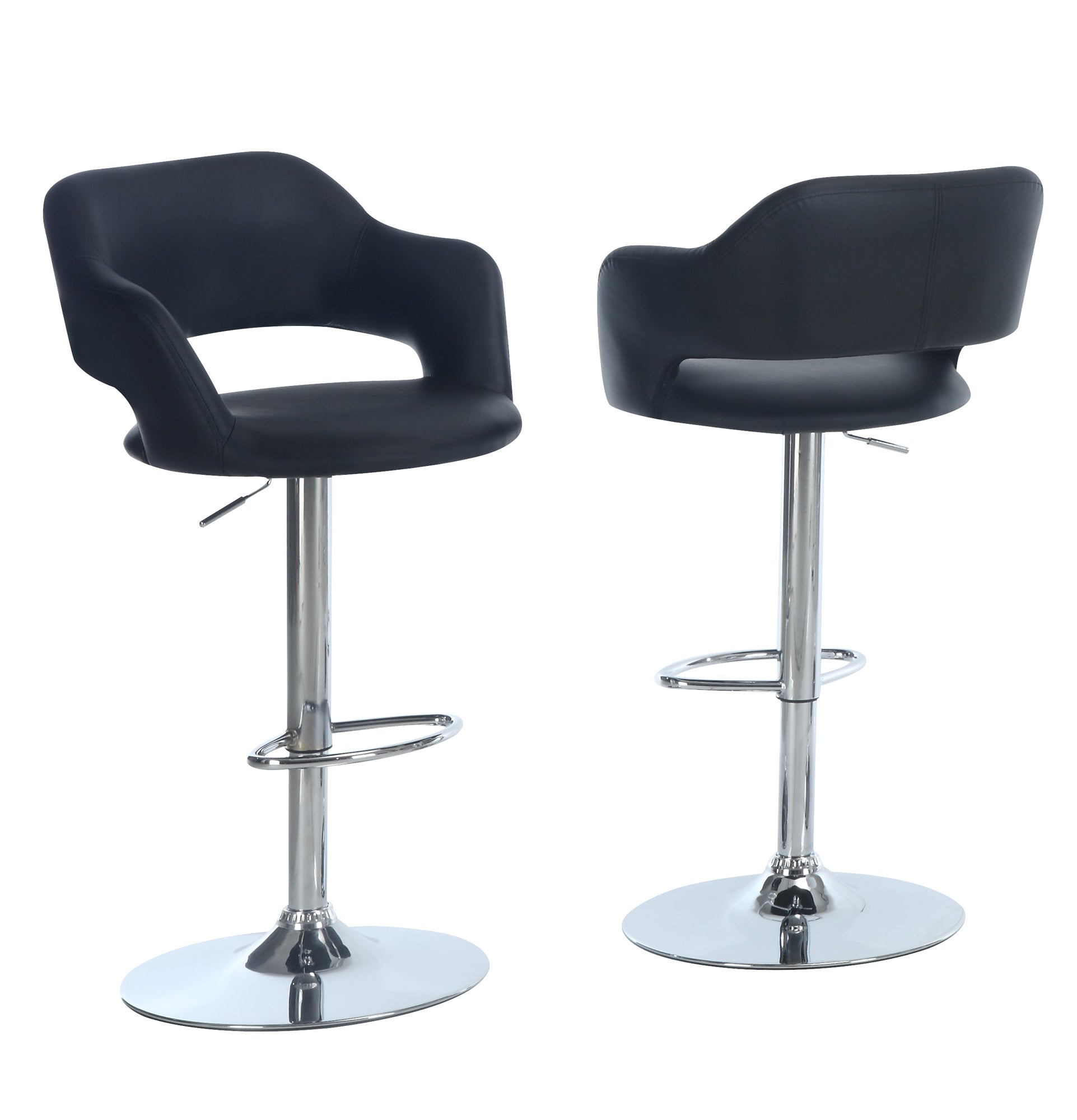 " Black And Silver Metal Low Back Bar Height Bar Chair