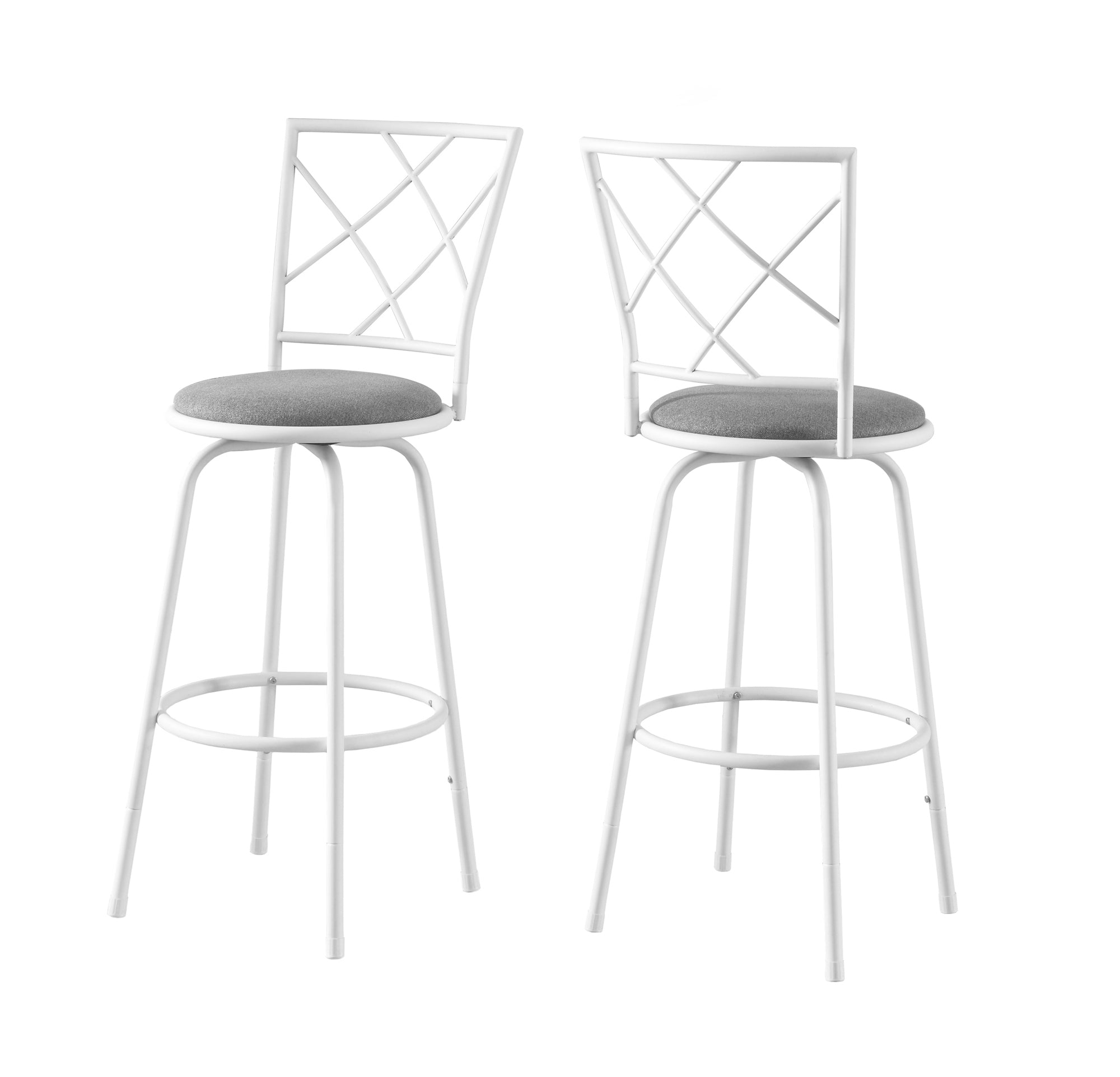 Set of Two " Gray And White Metal Bar Chairs