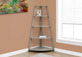 60" Taupe Wood Four Tier Corner Bookcase