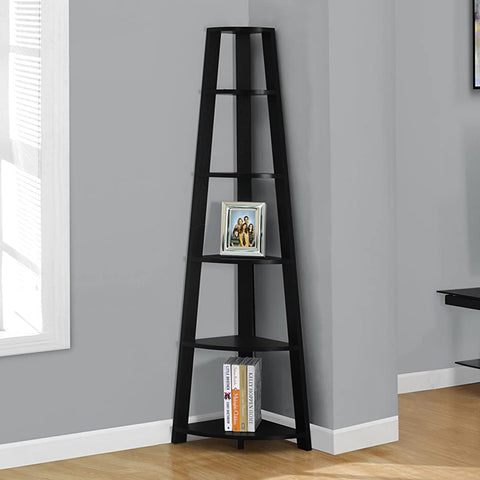 71" White Wood Corner Bookcase