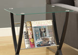 25" Brown And Clear Glass End Table