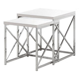 40.5" Particle Board And Chrome Metal Two Pieces Nesting Table Set