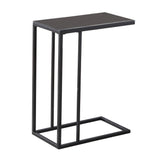 18.25" X 10.25" X 24" Black Metal Tempered Glass Accent Table