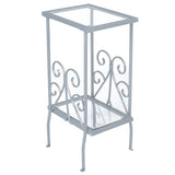 30" Silver And Clear Glass End Table With Shelf