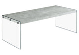 44" Taupe And Clear Glass Coffee Table