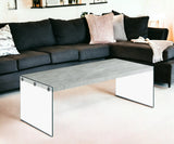 44" Taupe And Clear Glass Coffee Table