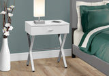 22" Silver And White End Table With Drawer