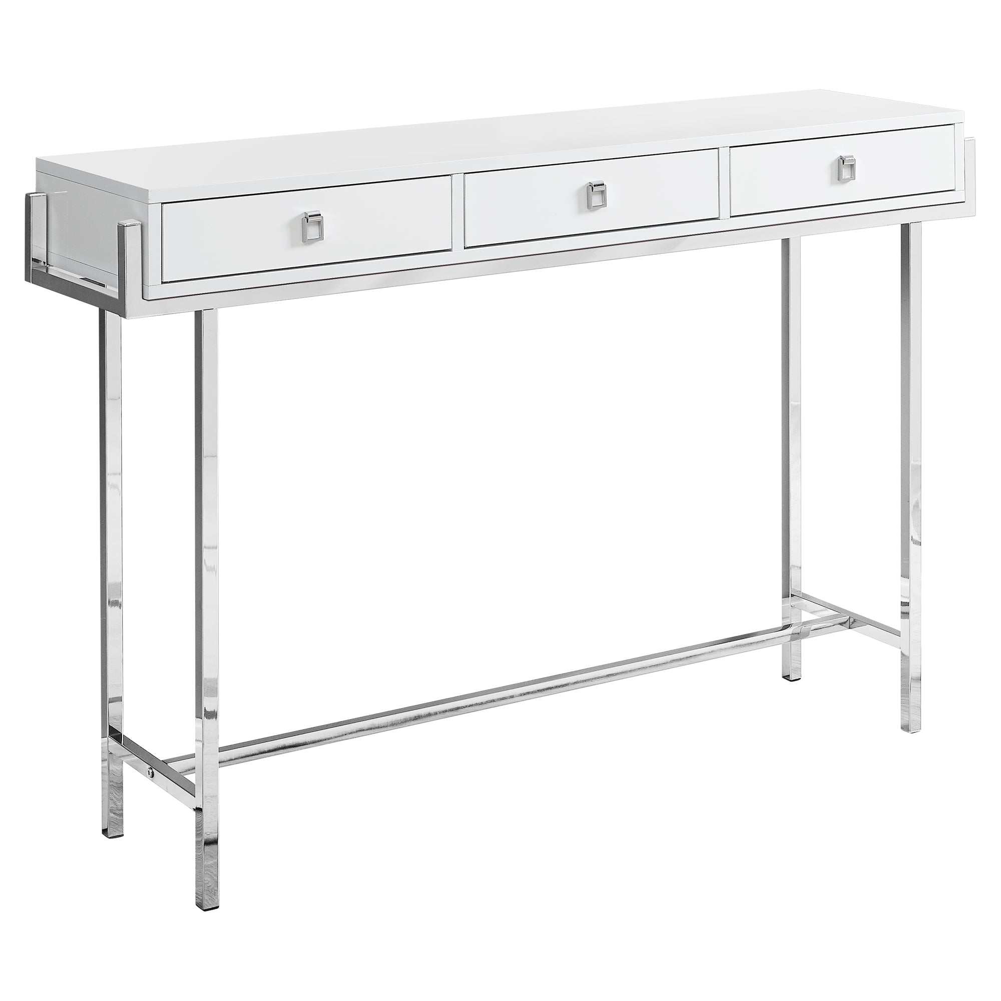 12" X 48" X 31.75" White Particle Board Metal  Accent Table