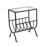 18" Clear And Black Glass Trestle Console Table With Storage