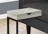 10.25" X 15.75" X 24.5" Grey Finish Drawer And Black Metal Accent Table