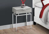 23" Silver And Gray End Table With Drawer