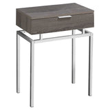 23" Silver And Gray End Table With Drawer