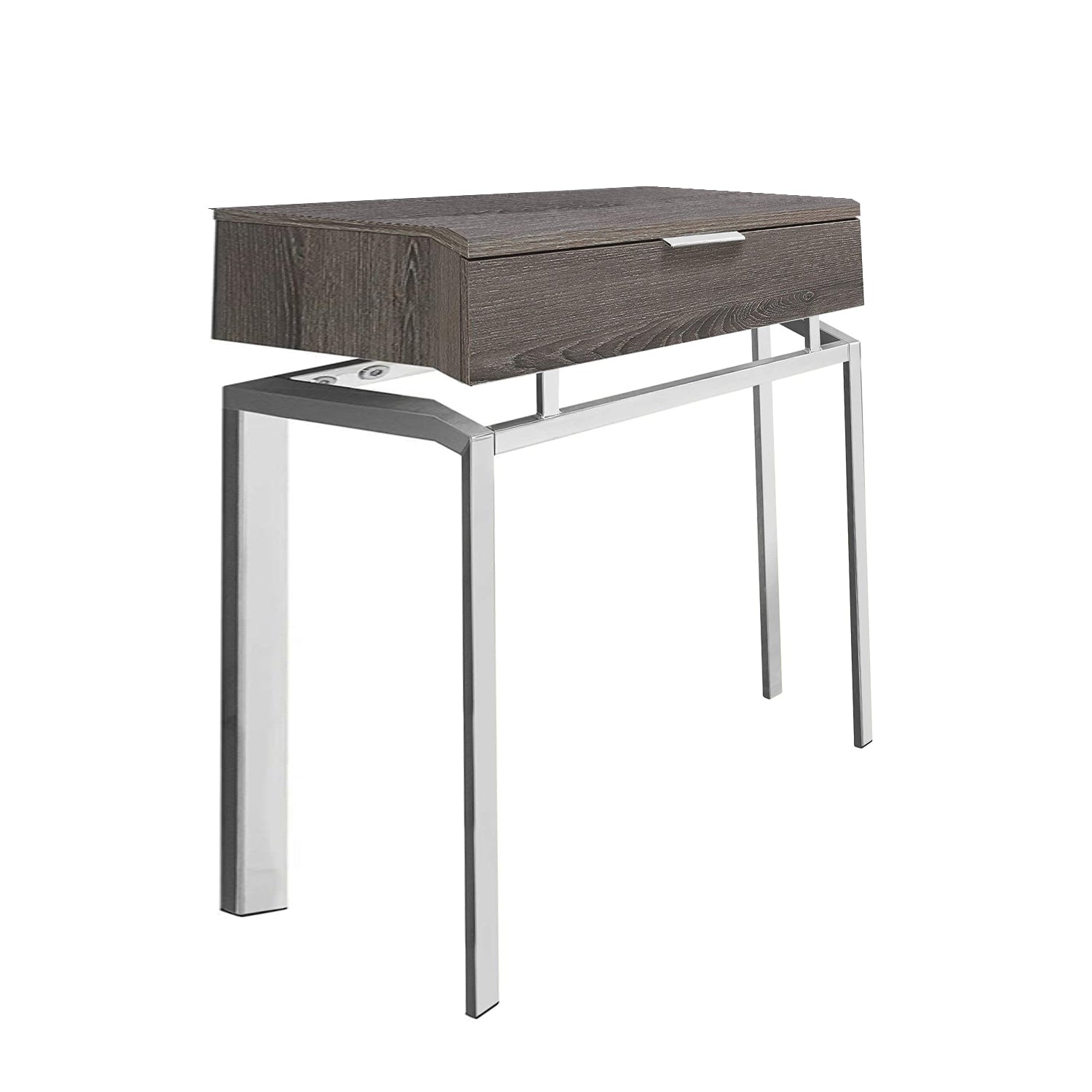 23" Silver And Gray End Table With Drawer