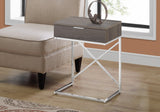 24" Silver And Gray End Table With Drawer