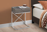 24" Silver And Gray End Table With Drawer