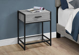 22" Black And Gray End Table With Drawer And Shelf