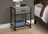 22" Black And Gray End Table With Drawer And Shelf