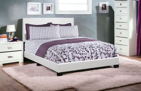 White Standard Bed Upholstered With Headboard