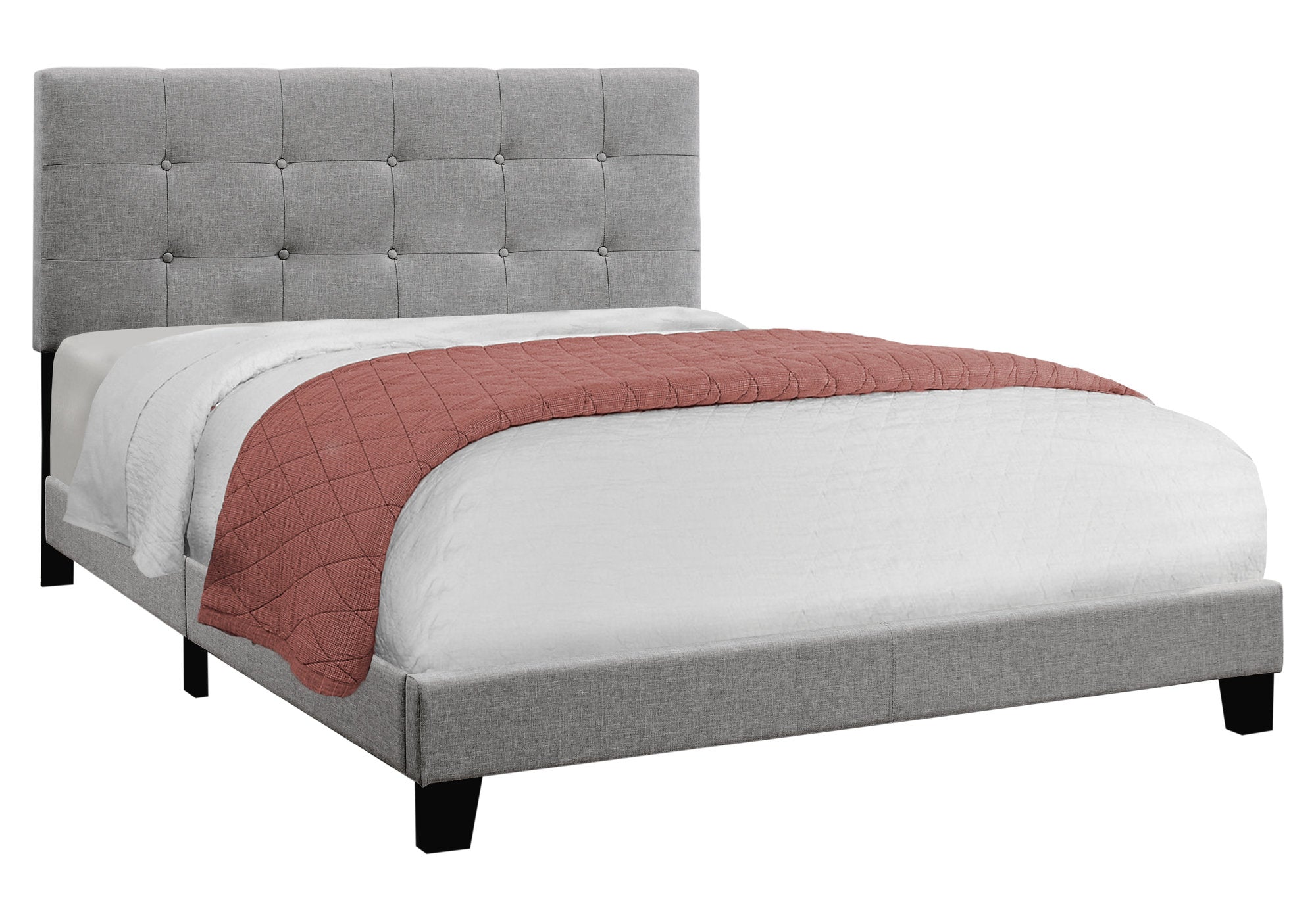 64.25" X 85.25" X 45" Grey Linen - Queen Size Bed