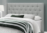 Solid Wood Queen Tufted Gray Upholstered Linen Bed With Nailhead Trim