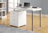 24" White and Gray Solid Manufactured Wood Computer Desk With Three Drawers