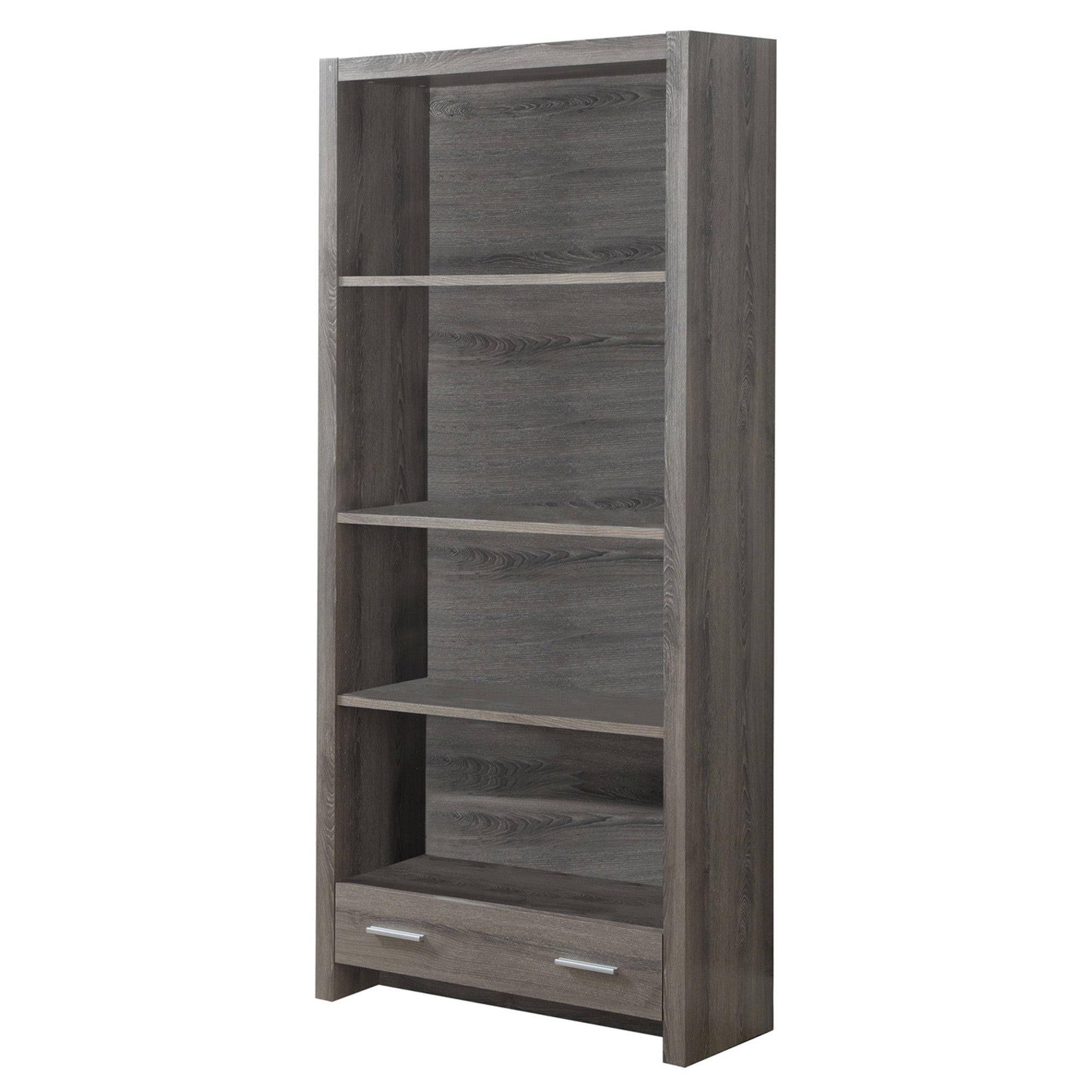 71" Taupe Wood Barrister Bookcase With a drawer